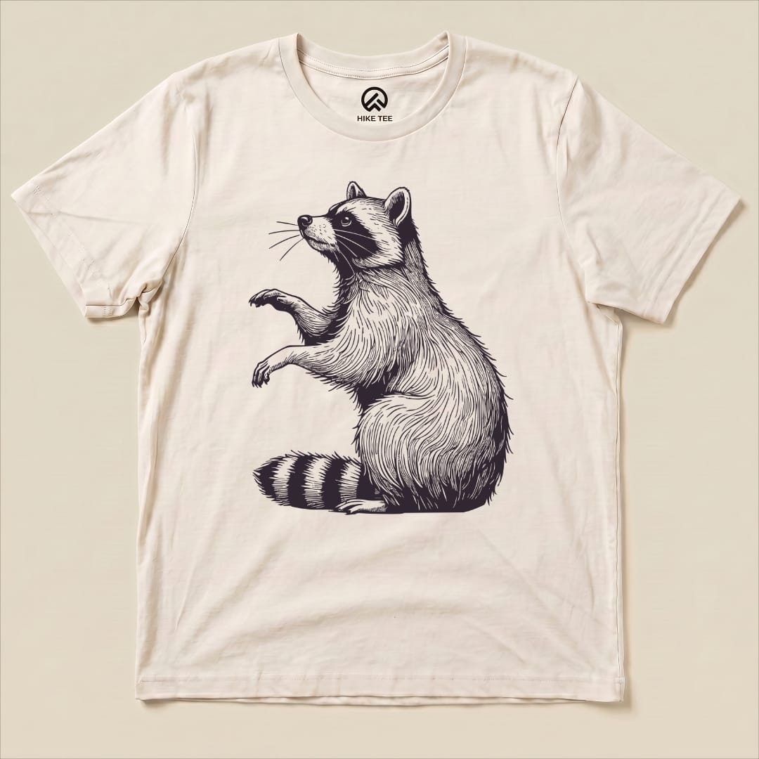 Raccoon Monochrome Shirt Hike Tee T-Shirt Natural / S