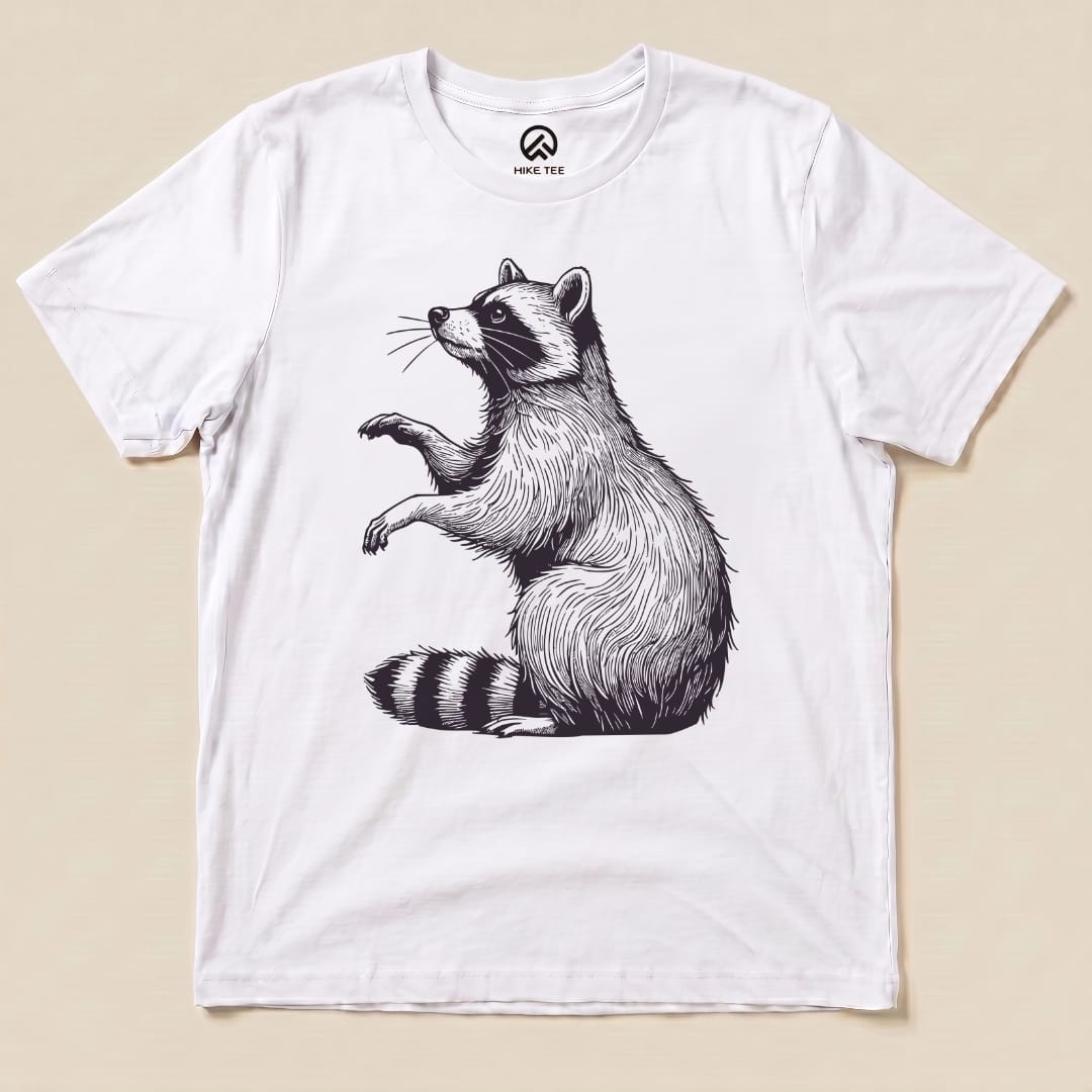 Raccoon Monochrome Shirt Hike Tee T-Shirt White / S