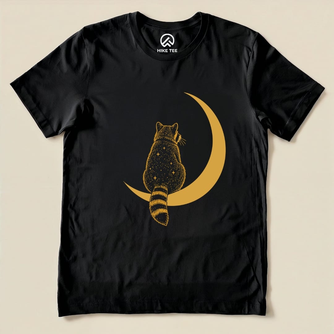 Raccoon Moon Shirt Hike Tee T-Shirt Black / S