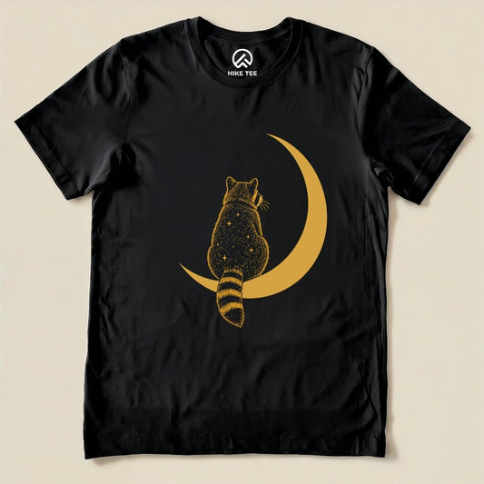 Raccoon Moon Shirt Hike Tee T-Shirt Black / S