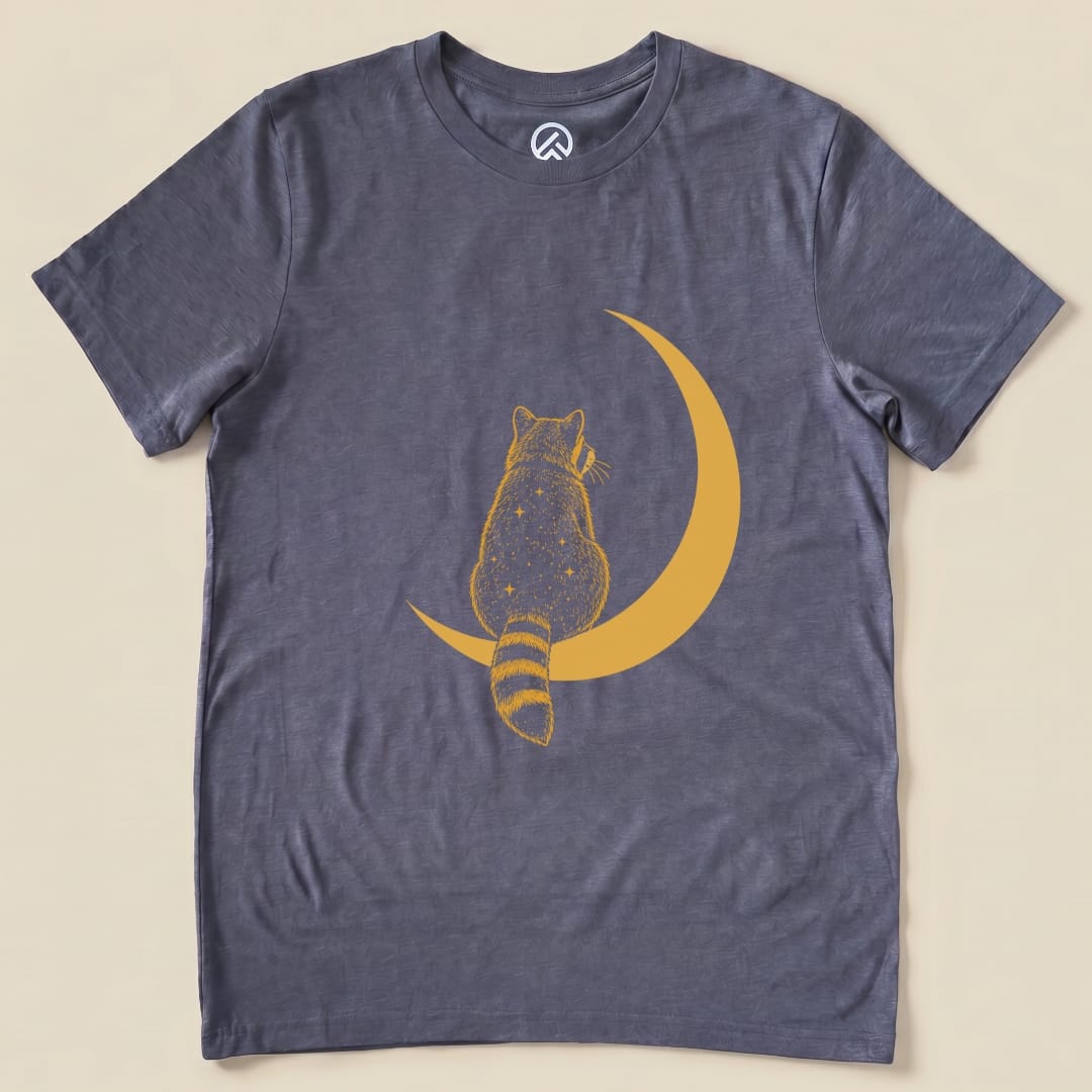 Raccoon Moon Shirt Hike Tee T-Shirt Heather Navy / S