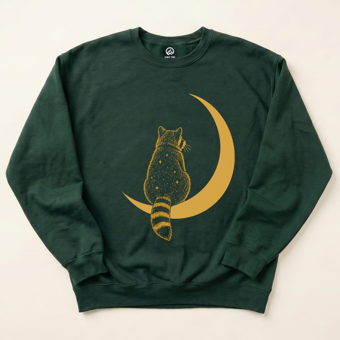Raccoon Moon Sweatshirt in Forest Green
