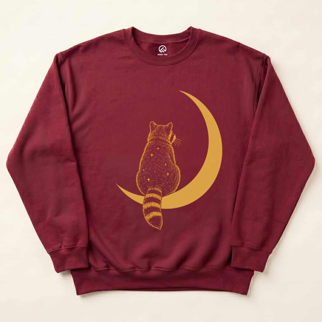 Raccoon Moon Sweatshirt in Maroon