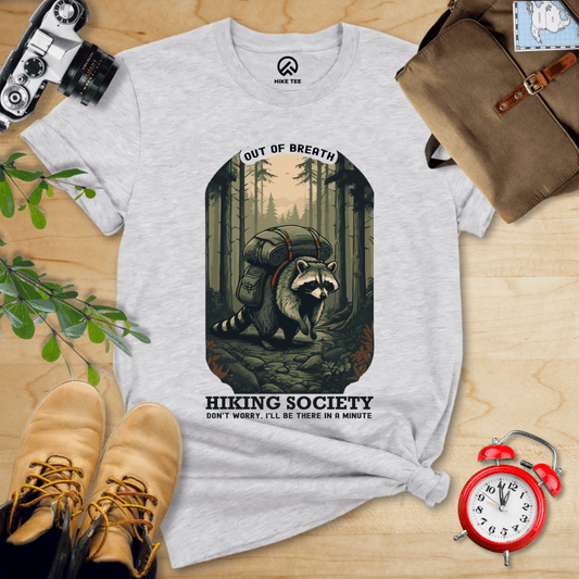 Hike Tee T-Shirt Athletic Heather / S Raccoon Out of Breath Shirt