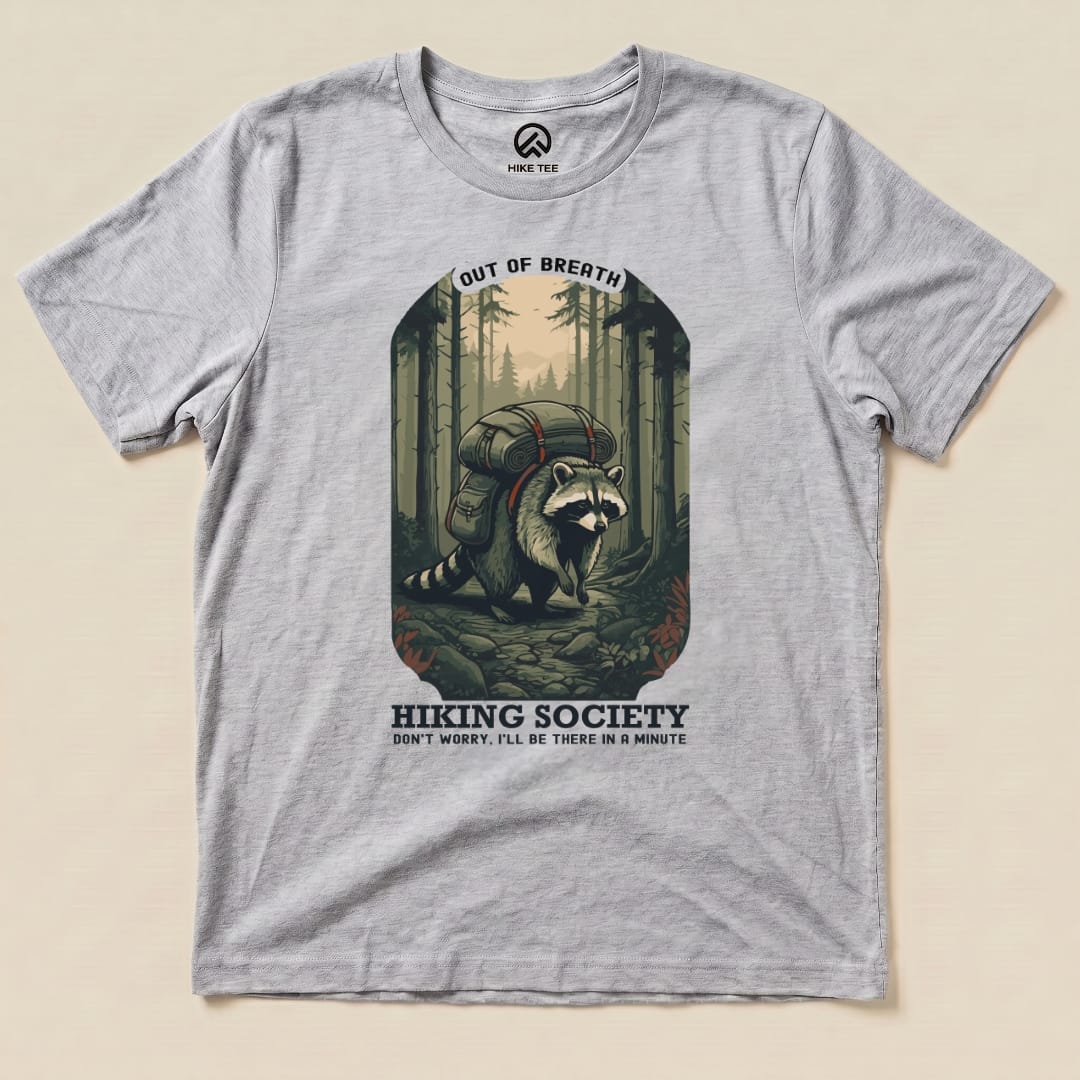 Raccoon Out of Breath Shirt Hike Tee T-Shirt Athletic Heather / S