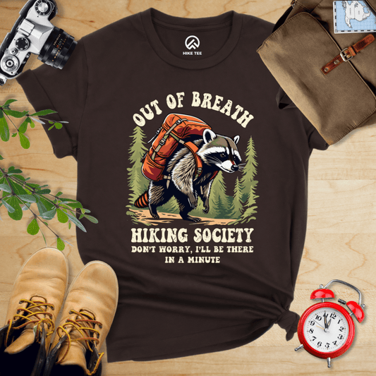 Hike Tee T-Shirt Brown / S Raccoon Out of Breath Shirt