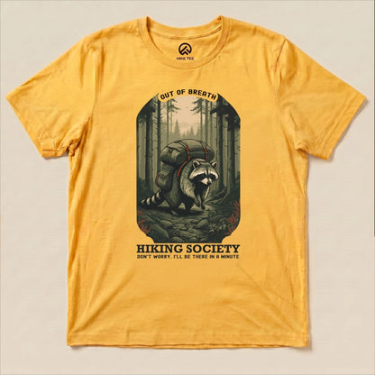 Raccoon Out of Breath Shirt Hike Tee T-Shirt Gold / S