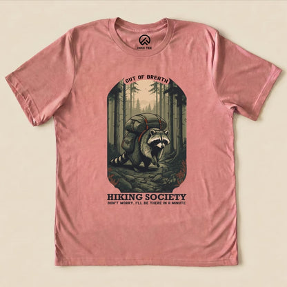 Raccoon Out of Breath Shirt Hike Tee T-Shirt Heather Mauve / S
