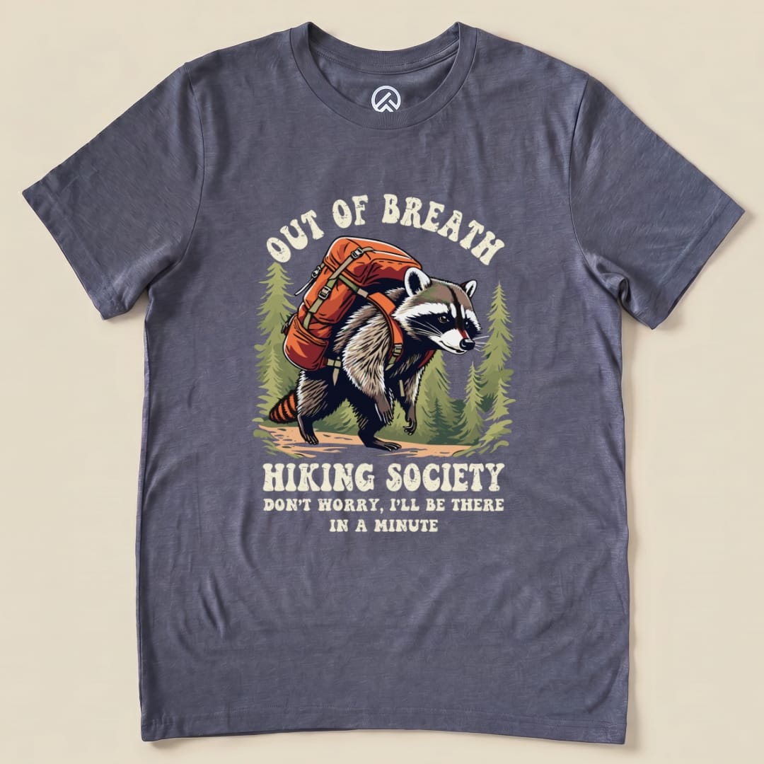 Raccoon Out of Breath Shirt Hike Tee T-Shirt Heather Navy / S