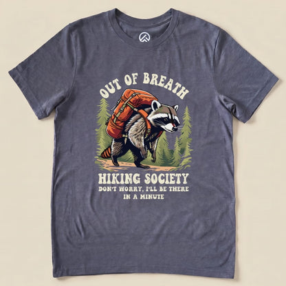 Raccoon Out of Breath Shirt Hike Tee T-Shirt Heather Navy / S