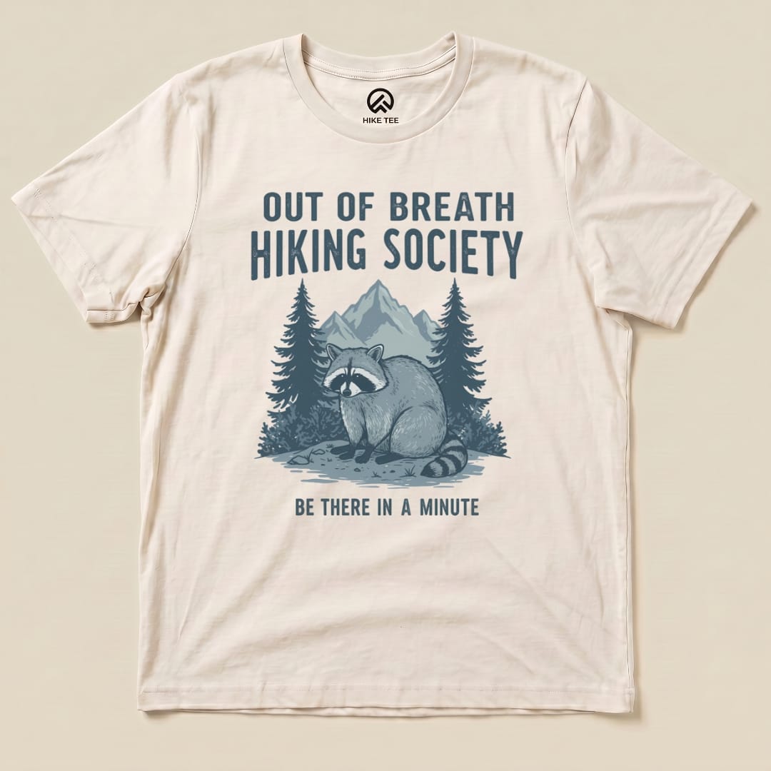 Hike Tee T-Shirt Natural / S Raccoon Out Of Breath Shirt