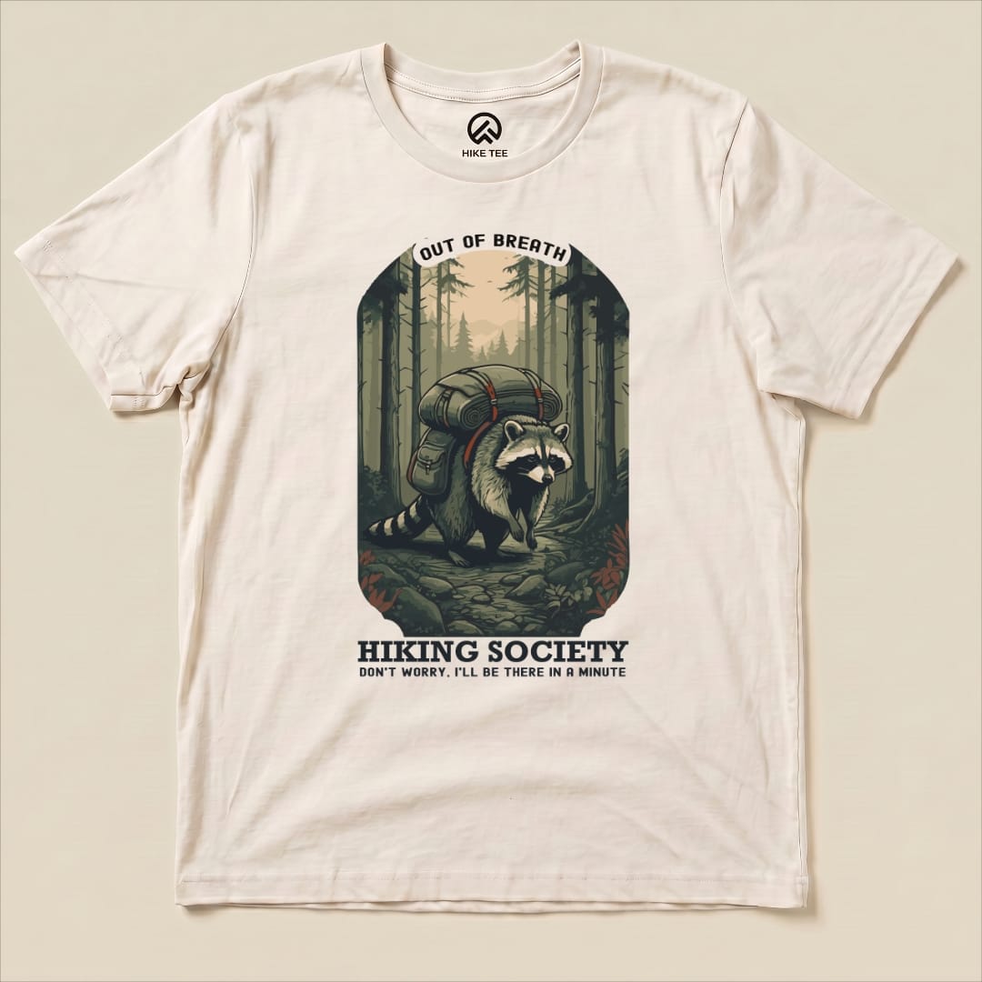 Raccoon Out of Breath Shirt Hike Tee T-Shirt Natural / S