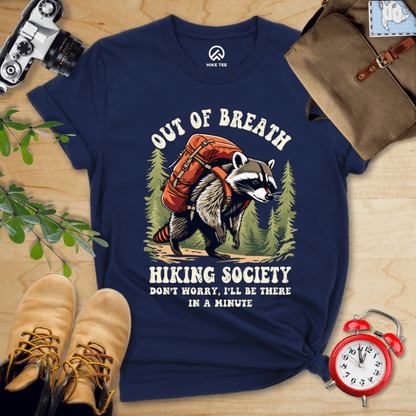 Hike Tee T-Shirt Navy / S Raccoon Out of Breath Shirt