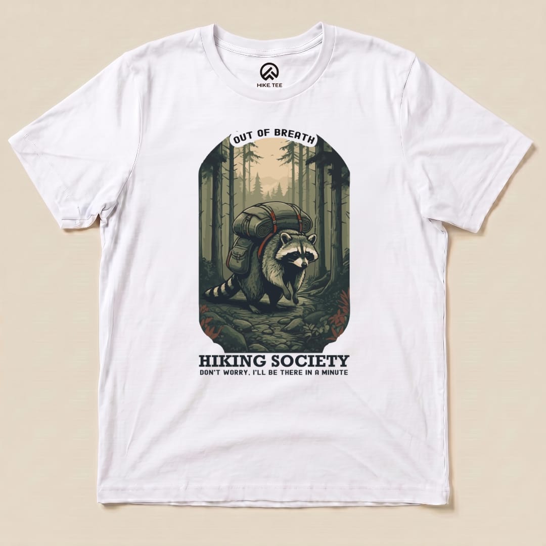 Raccoon Out of Breath Shirt Hike Tee T-Shirt White / S