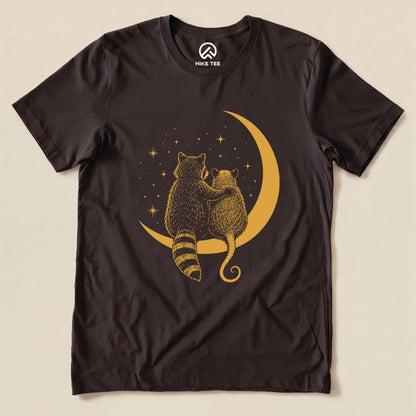 Raccoon Possum Moon Shirt Hike Tee T-Shirt Brown / S