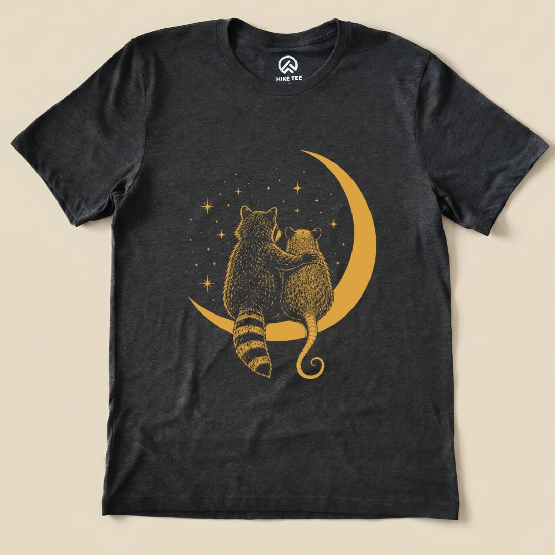 Raccoon Possum Moon Shirt Hike Tee T-Shirt Dark Grey Heather / S