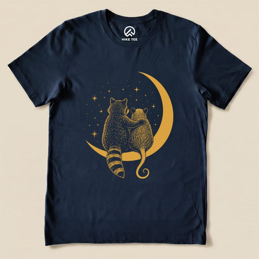 Raccoon Possum Moon Shirt Hike Tee T-Shirt Navy / S