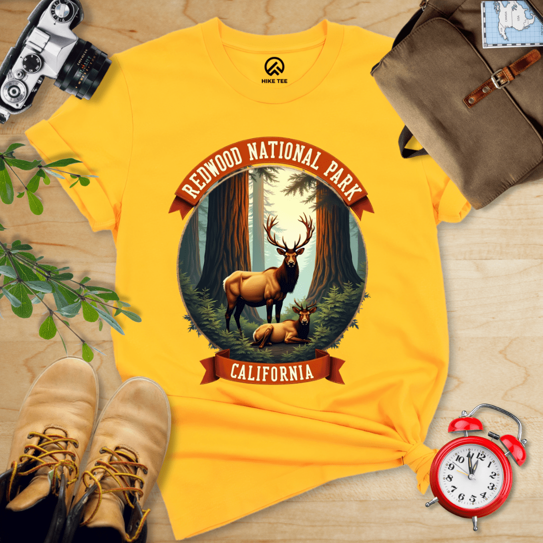 Hike Tee T-Shirt Gold / S Redwood National Park Elk Shirt