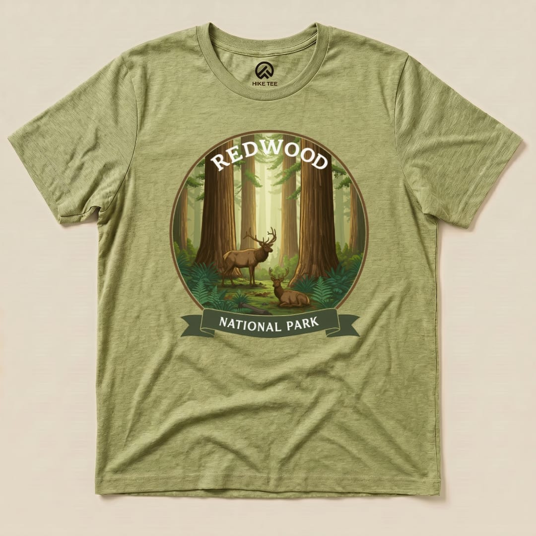 Hike Tee T-Shirt Heather Green / S Redwood National Park Elk Shirt