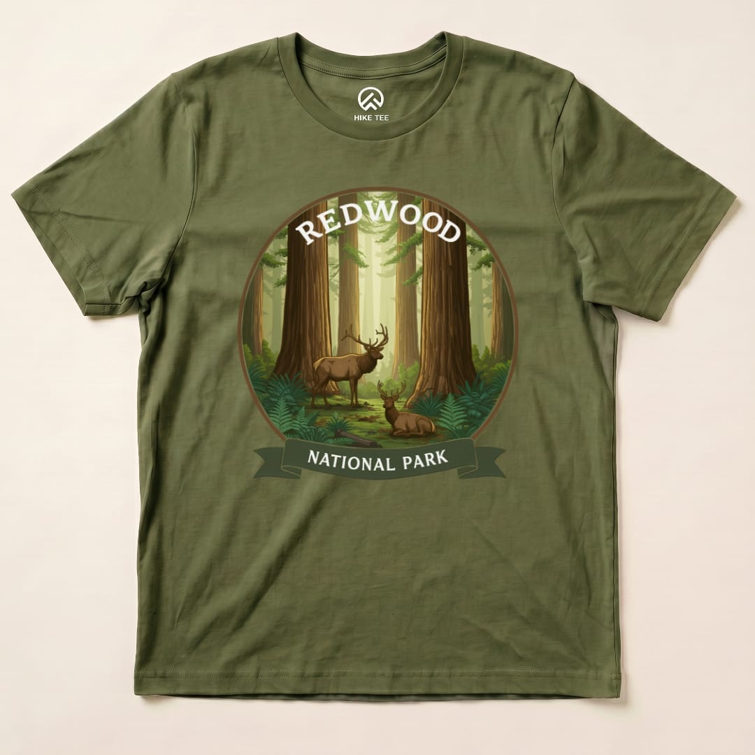 Hike Tee T-Shirt Military Green / S Redwood National Park Elk Shirt