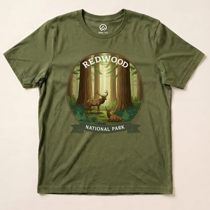 Hike Tee T-Shirt Military Green / S Redwood National Park Elk Shirt