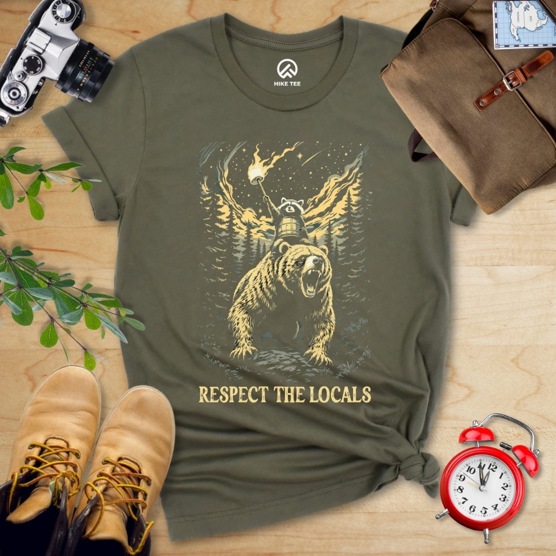 Hike Tee T-Shirt Military Green / S Respect Locals Angry Shirt
