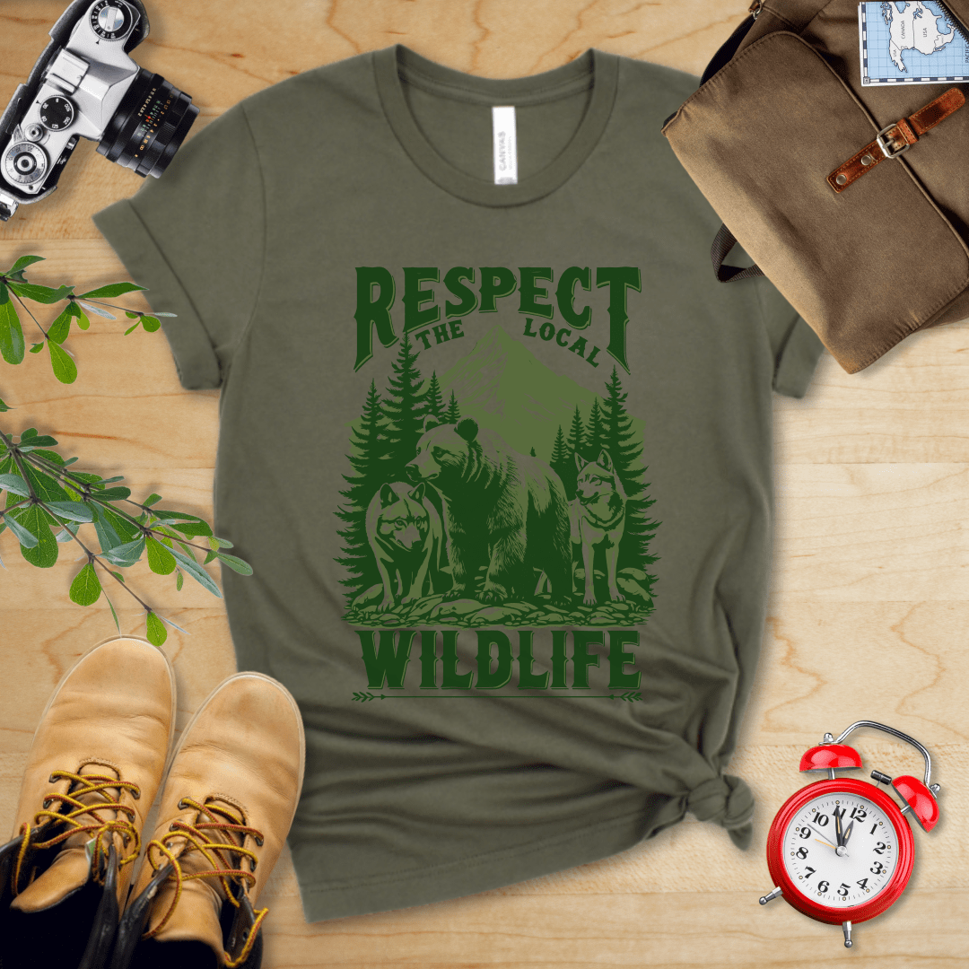 Printify T-Shirt Military Green / S Respect The Local Wildlife Shirt