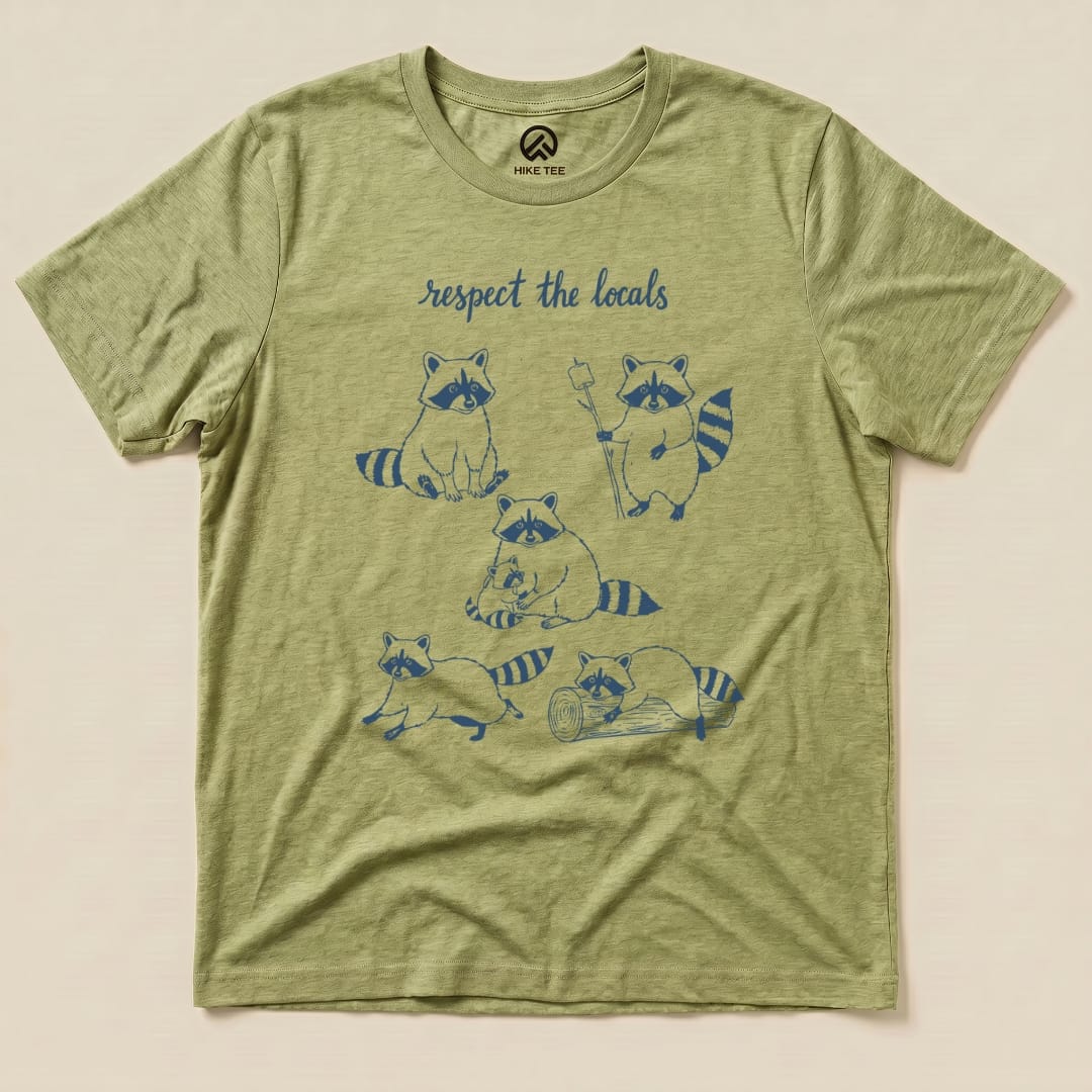 Hike Tee T-Shirt Heather Green / S Respect the Raccoons Shirt