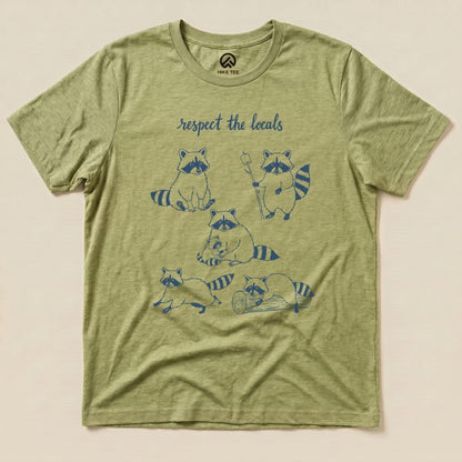 Hike Tee T-Shirt Heather Green / S Respect the Raccoons Shirt