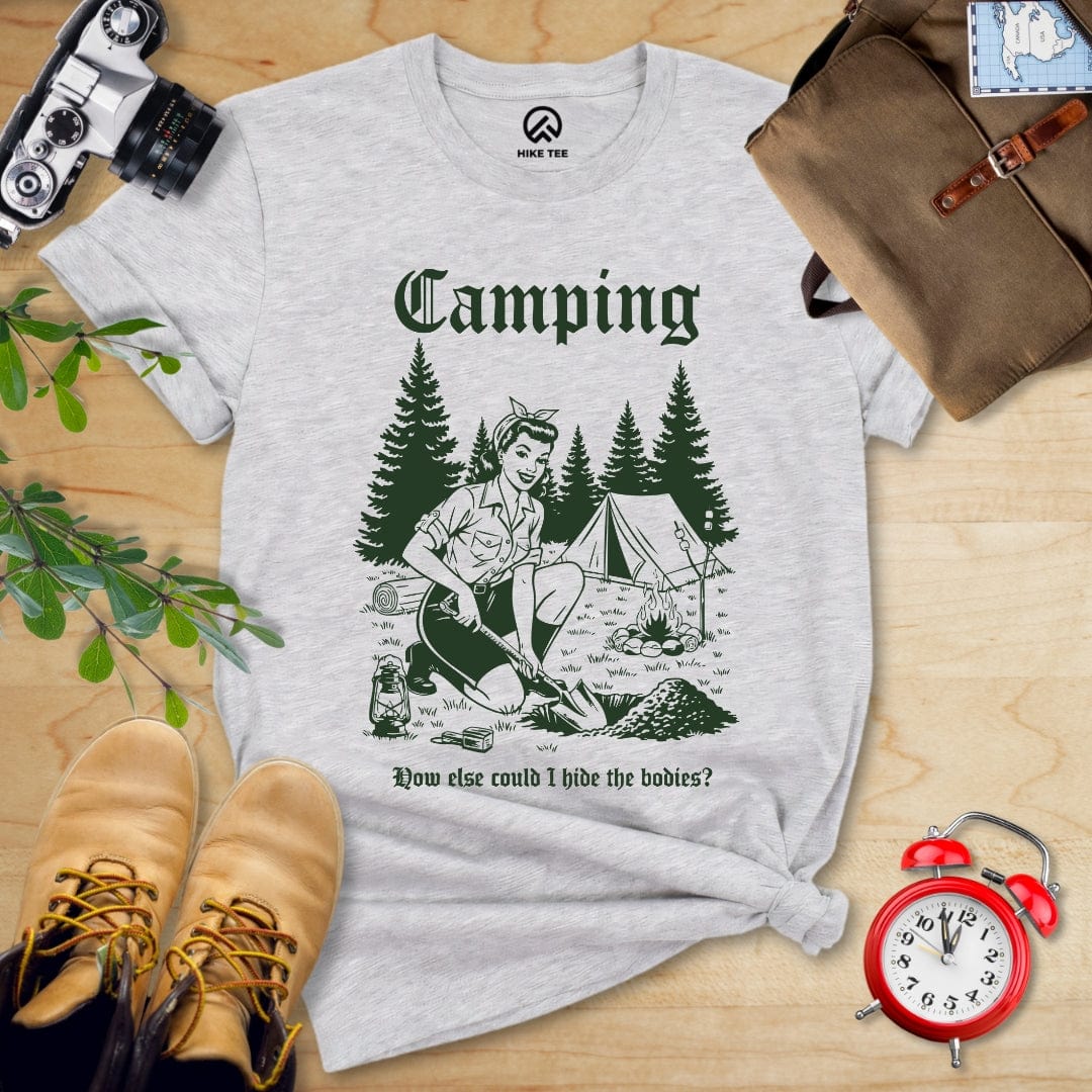 Hike Tee T-Shirt Athletic Heather / S Retro Camping Hiding Shirt