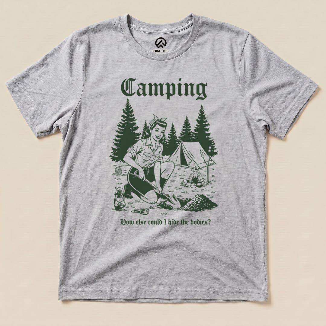Hike Tee T-Shirt Athletic Heather / S Retro Camping Hiding Shirt
