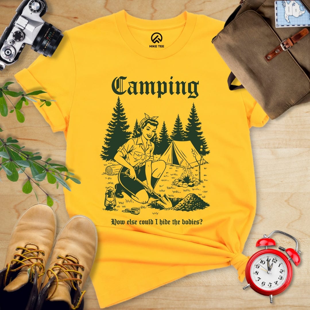 Hike Tee T-Shirt Gold / S Retro Camping Hiding Shirt
