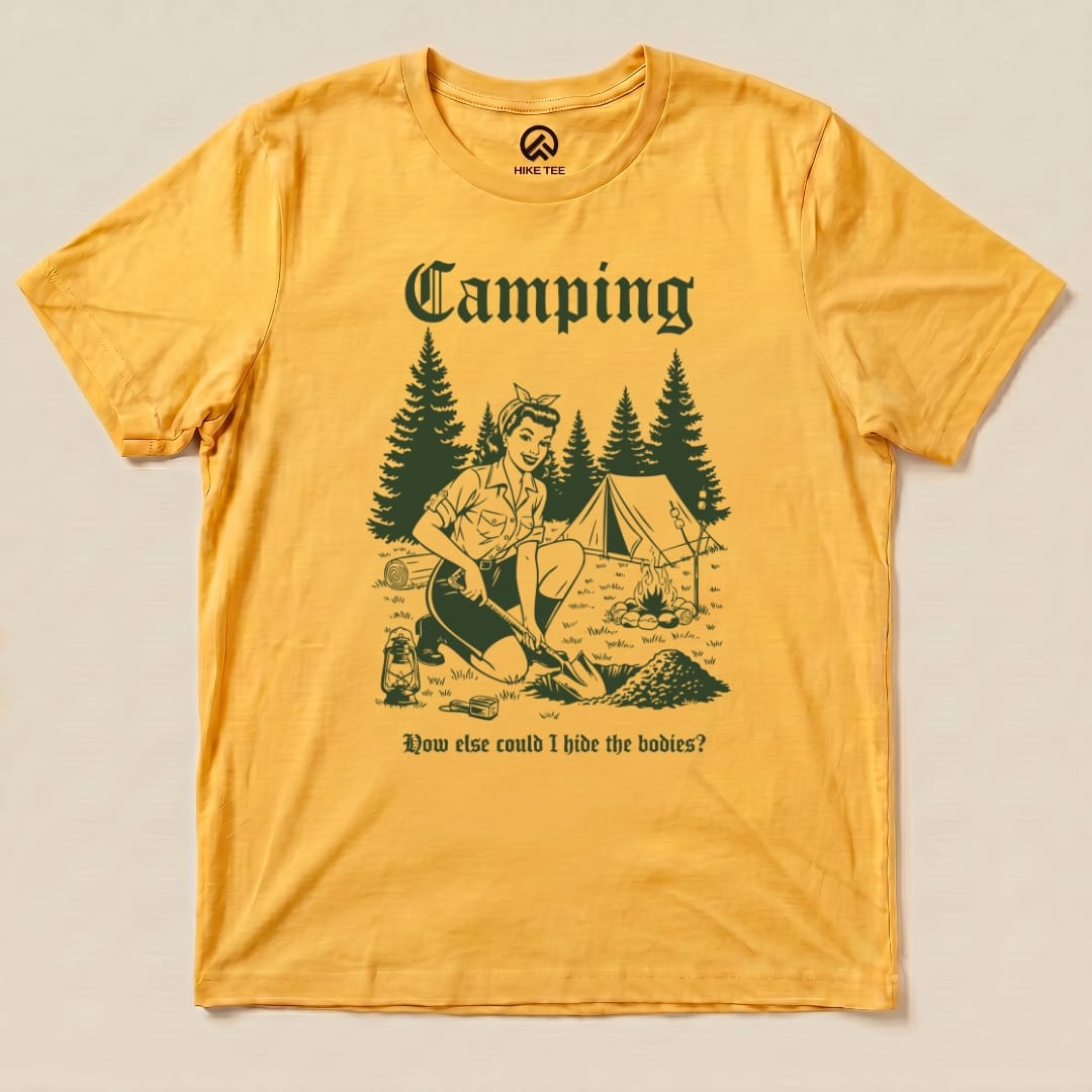 Hike Tee T-Shirt Gold / S Retro Camping Hiding Shirt