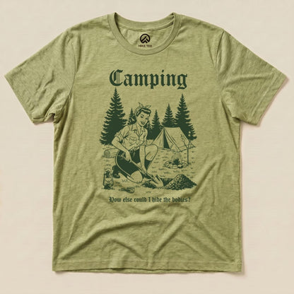 Hike Tee T-Shirt Heather Green / S Retro Camping Hiding Shirt