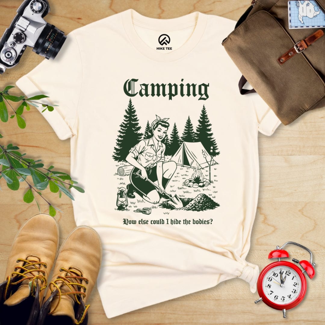 Hike Tee T-Shirt Natural / S Retro Camping Hiding Shirt
