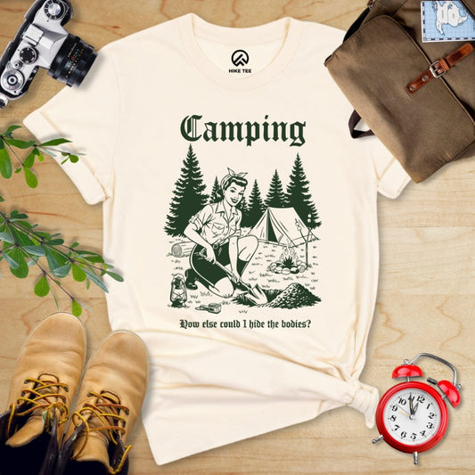 Hike Tee T-Shirt Natural / S Retro Camping Hiding Shirt