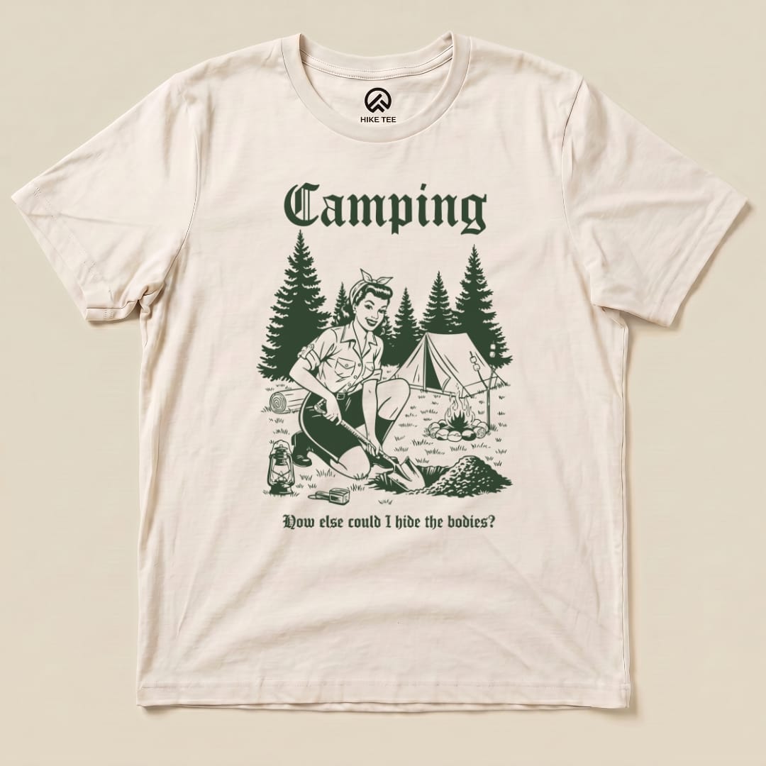 Hike Tee T-Shirt Natural / S Retro Camping Hiding Shirt