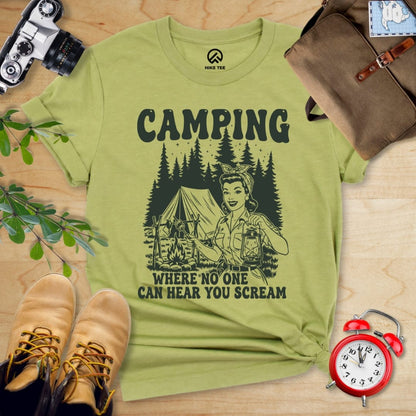 Hike Tee T-Shirt Heather Green / S Retro Camping Scream Shirt