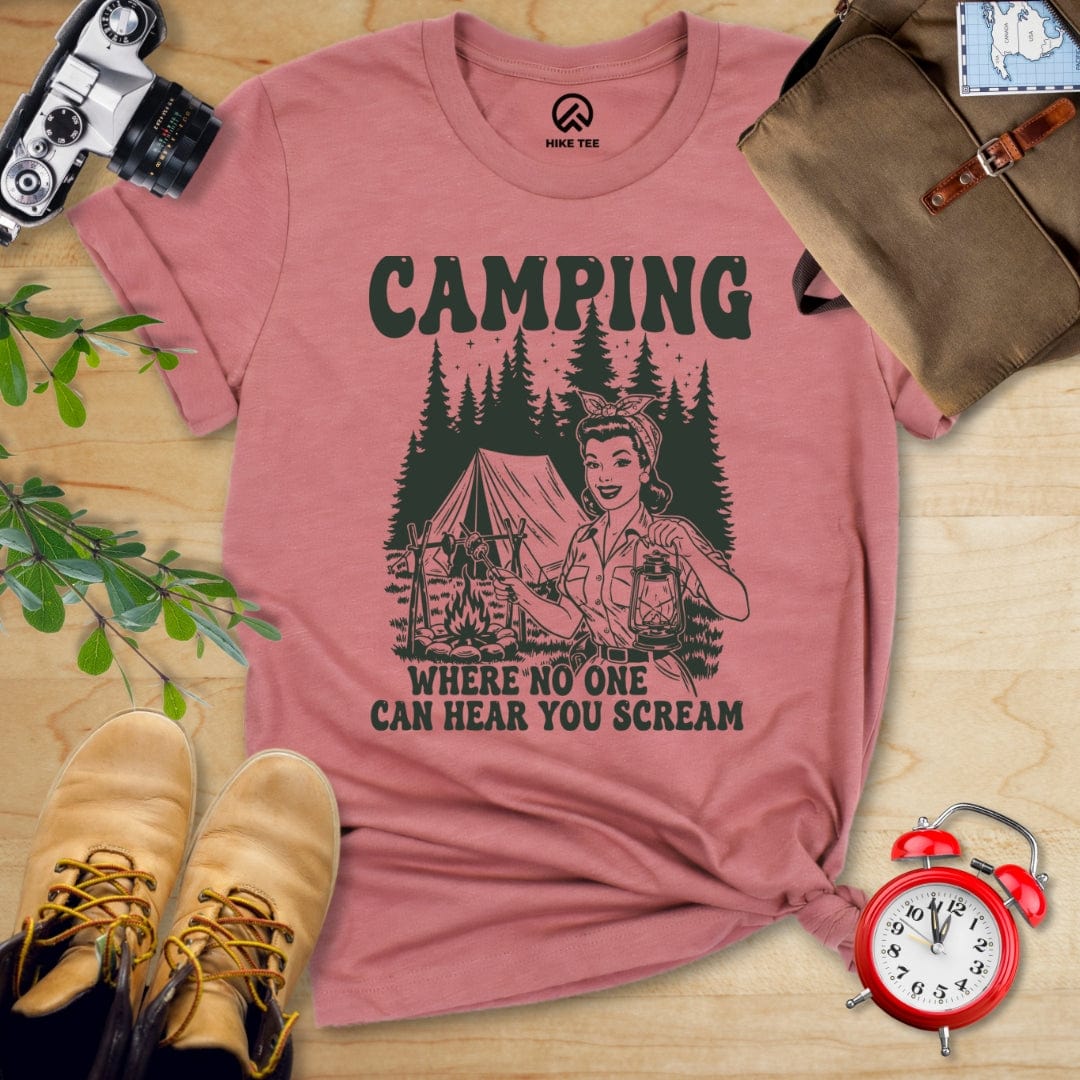 Hike Tee T-Shirt Heather Mauve / S Retro Camping Scream Shirt