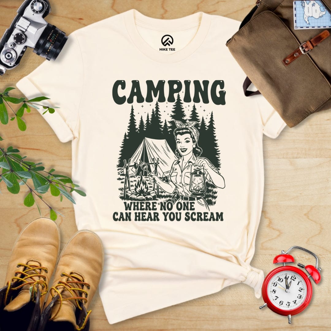 Hike Tee T-Shirt Natural / S Retro Camping Scream Shirt
