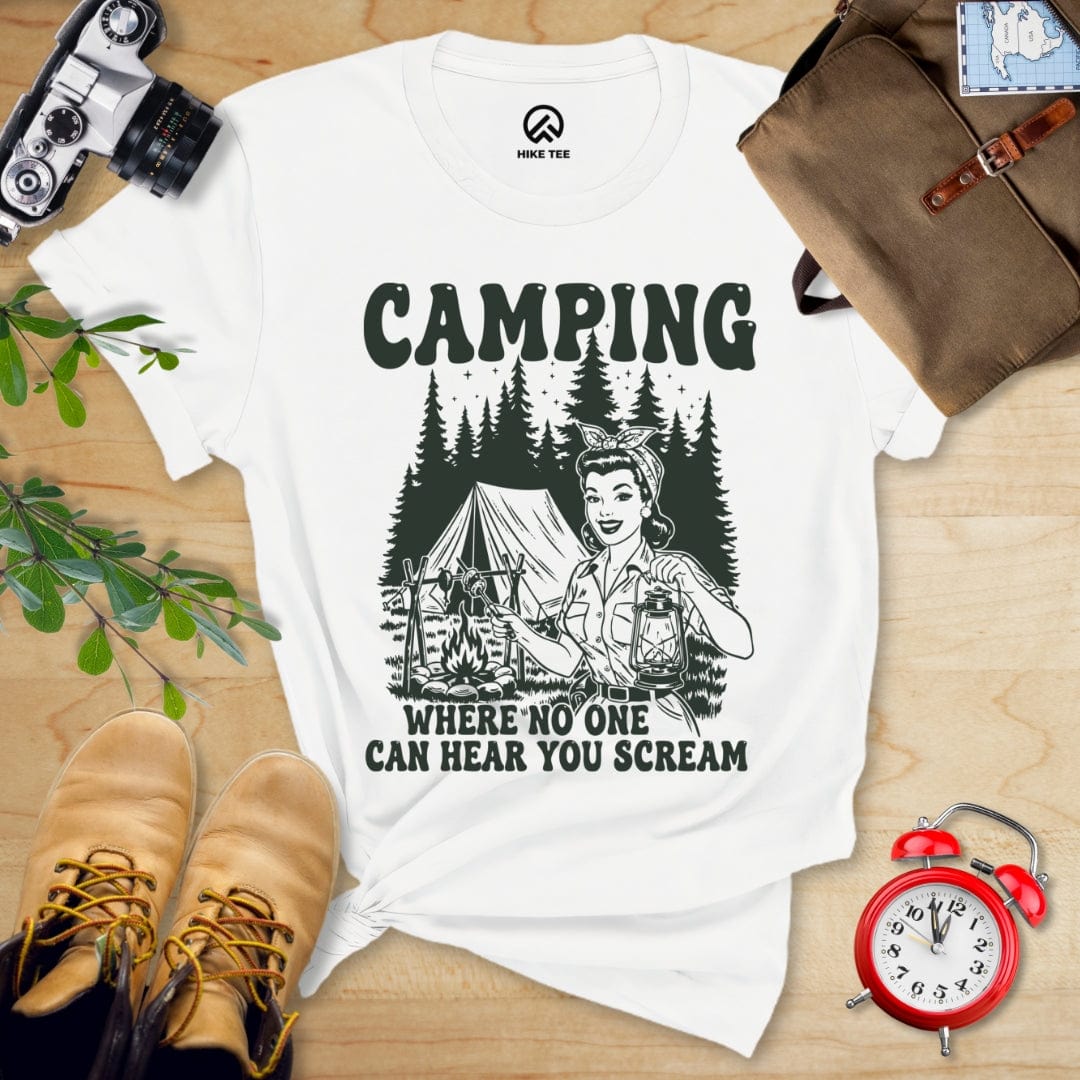 Hike Tee T-Shirt White / S Retro Camping Scream Shirt