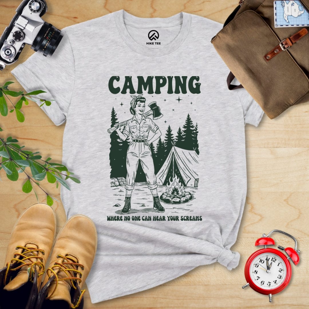 Hike Tee T-Shirt Athletic Heather / S Retro Camping Screams Shirt