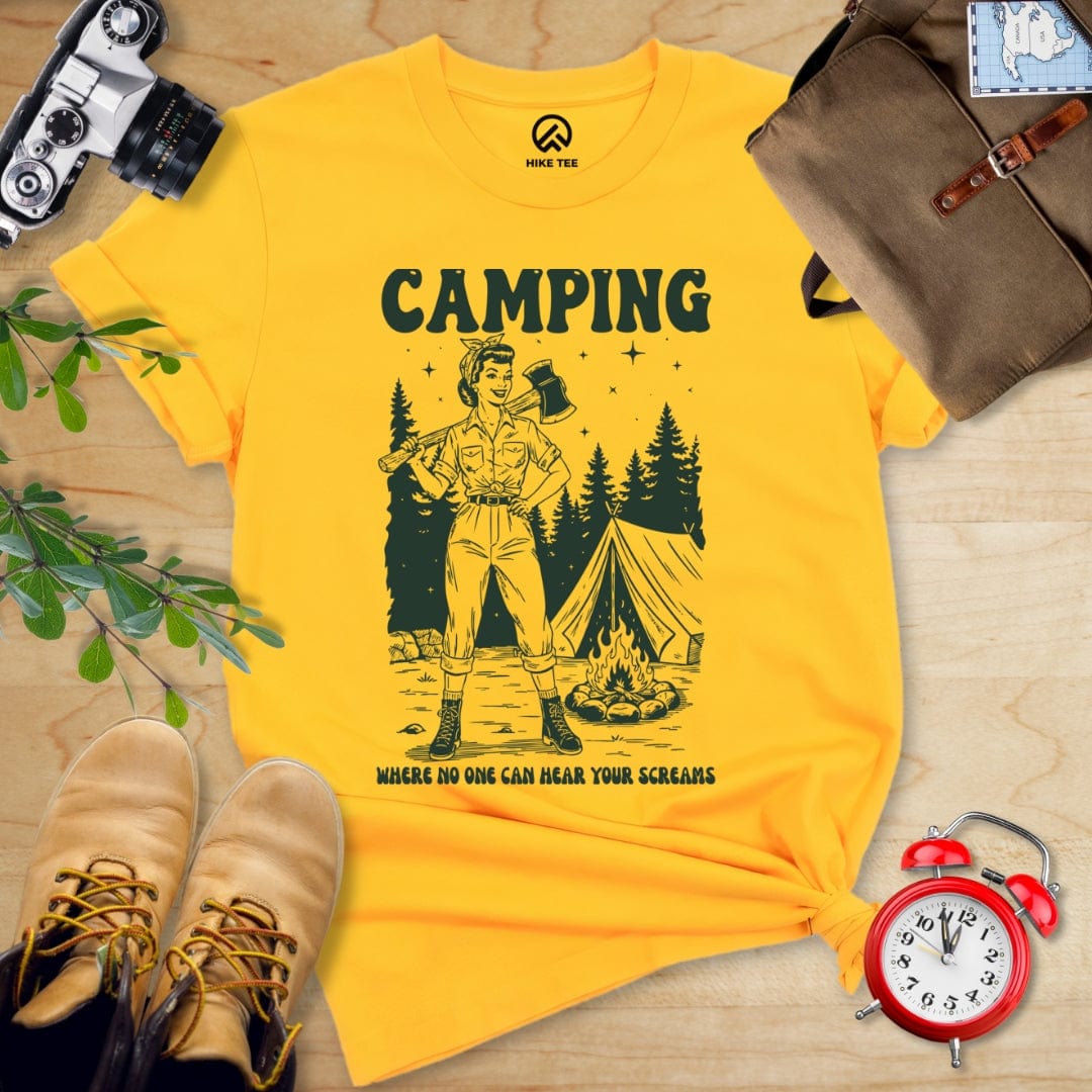 Hike Tee T-Shirt Gold / S Retro Camping Screams Shirt