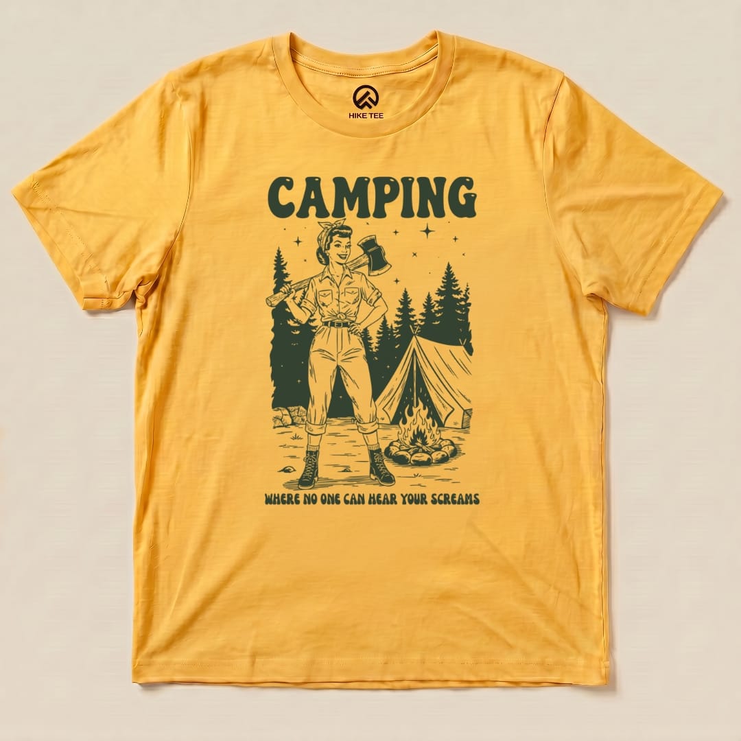 Hike Tee T-Shirt Gold / S Retro Camping Screams Shirt