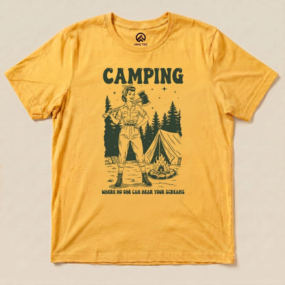 Hike Tee T-Shirt Gold / S Retro Camping Screams Shirt