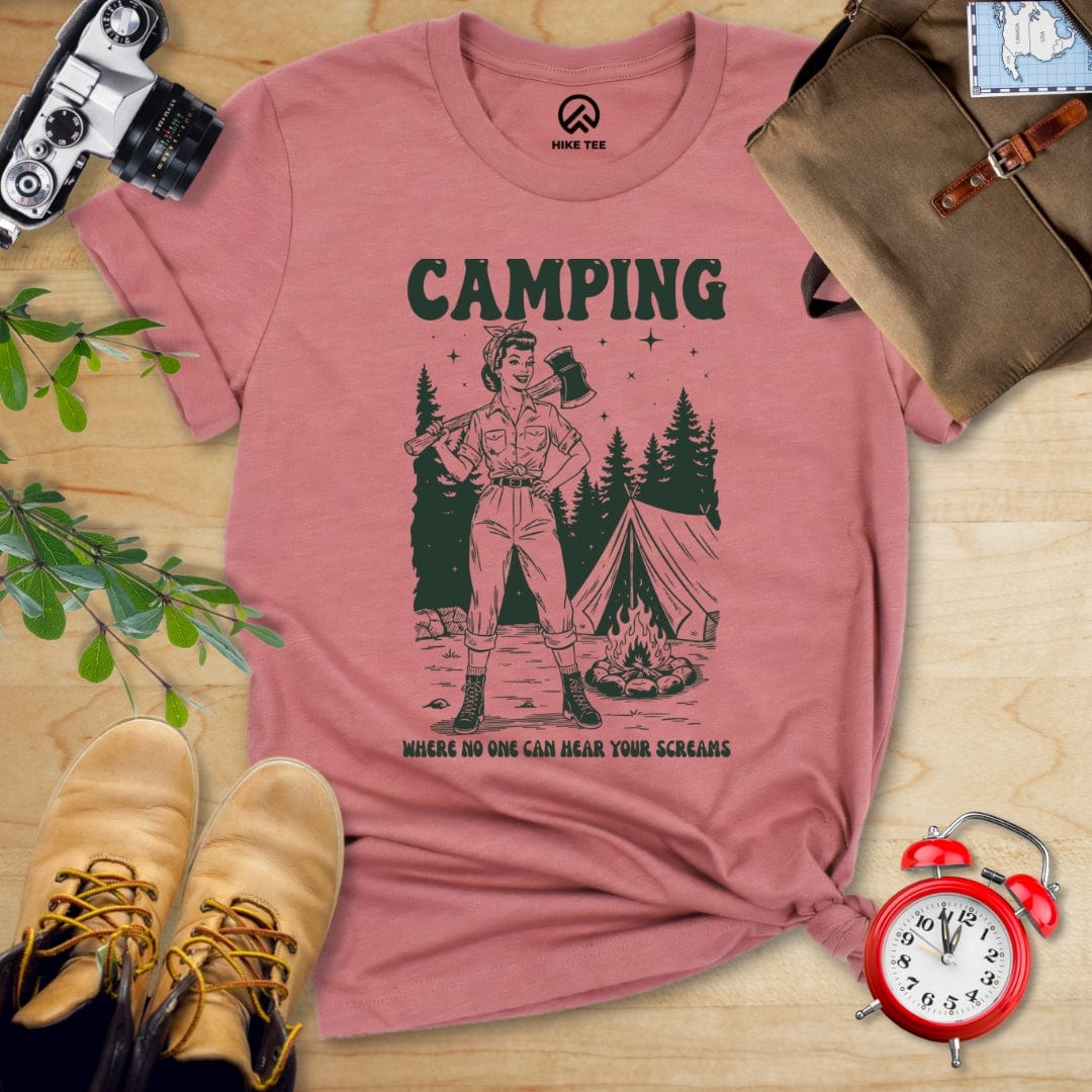 Hike Tee T-Shirt Heather Mauve / S Retro Camping Screams Shirt
