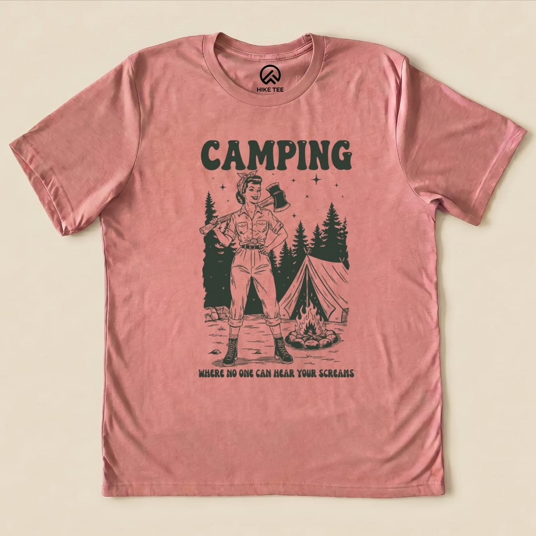 Hike Tee T-Shirt Heather Mauve / S Retro Camping Screams Shirt