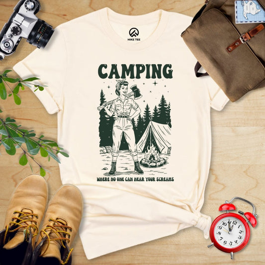 Hike Tee T-Shirt Natural / S Retro Camping Screams Shirt