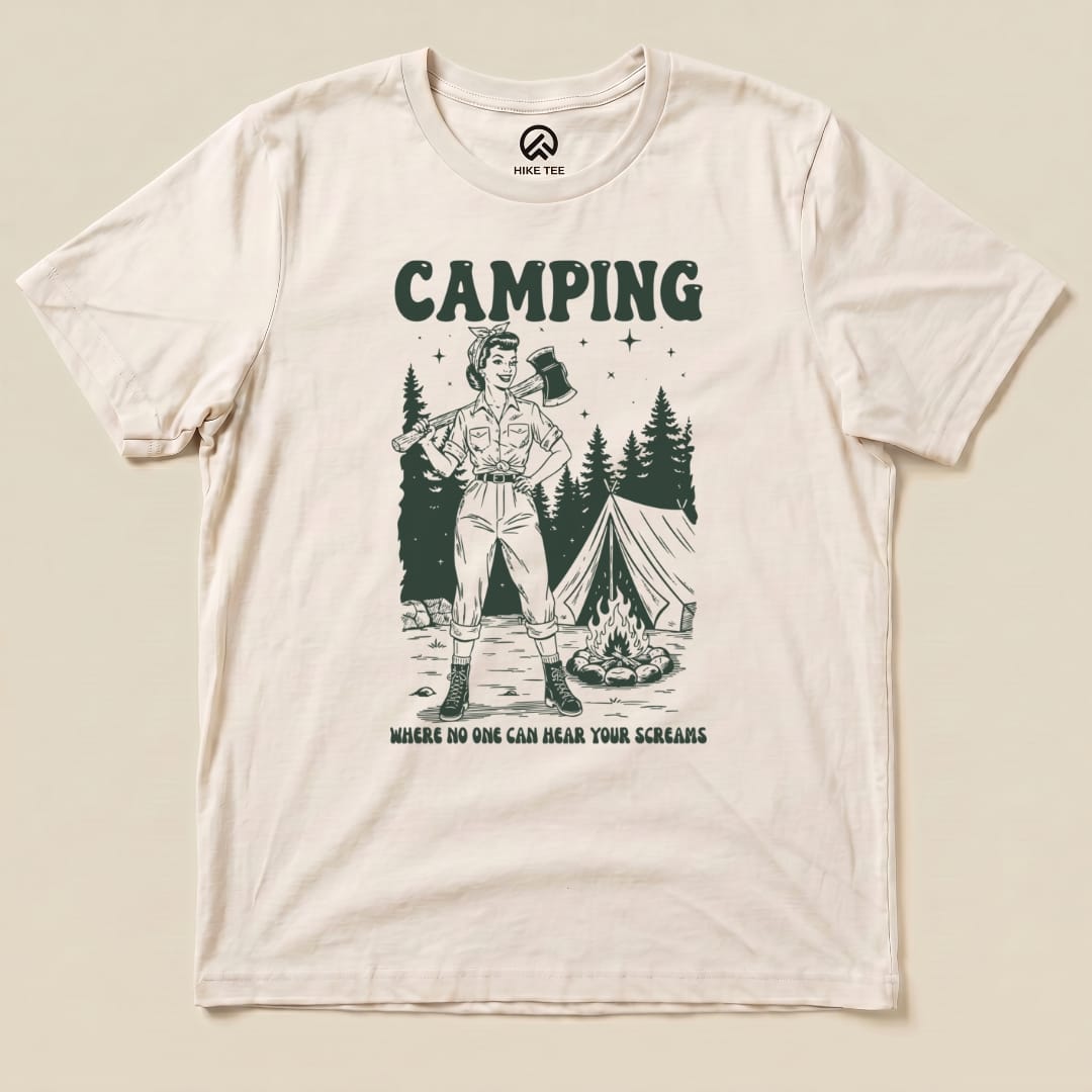 Hike Tee T-Shirt Natural / S Retro Camping Screams Shirt