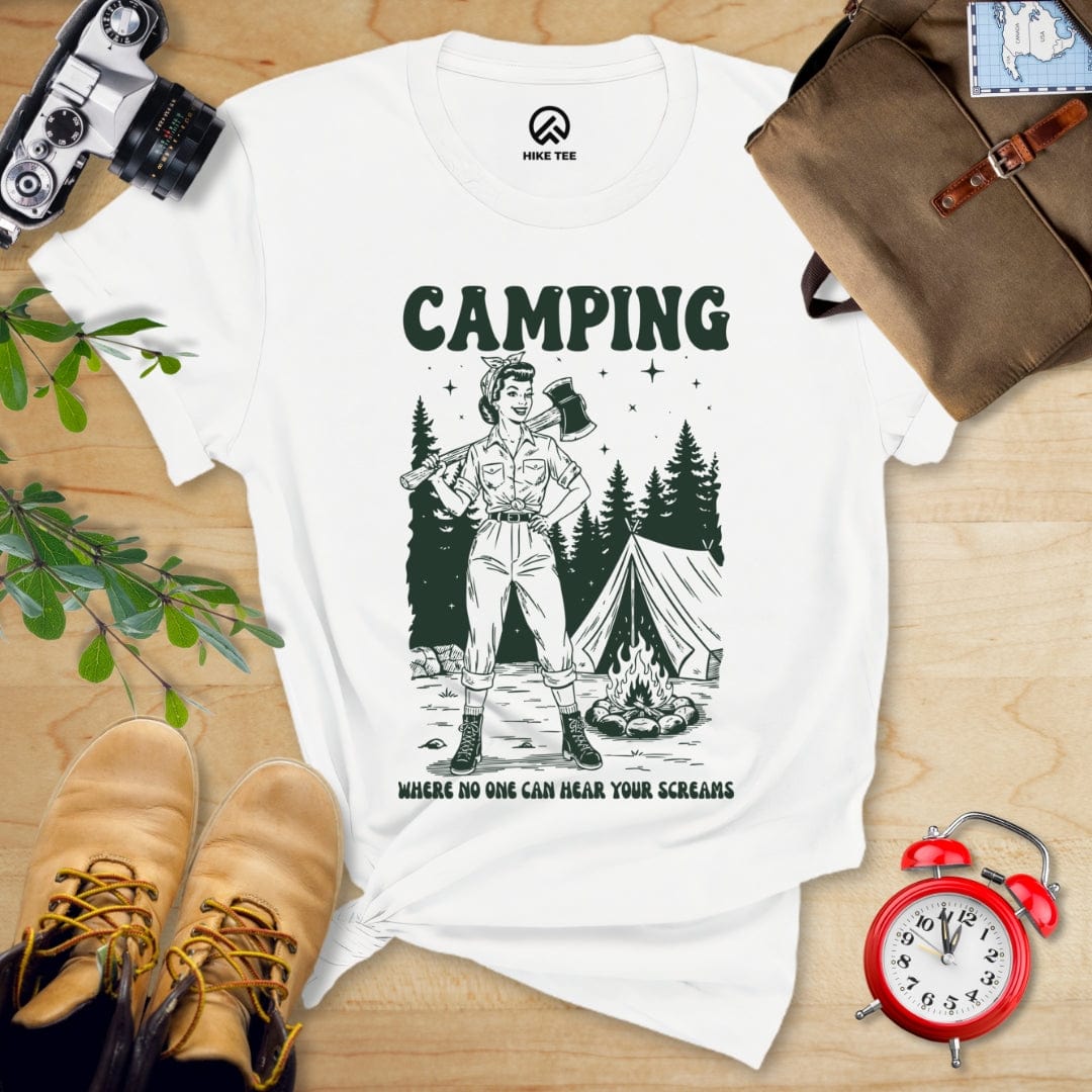 Hike Tee T-Shirt White / S Retro Camping Screams Shirt